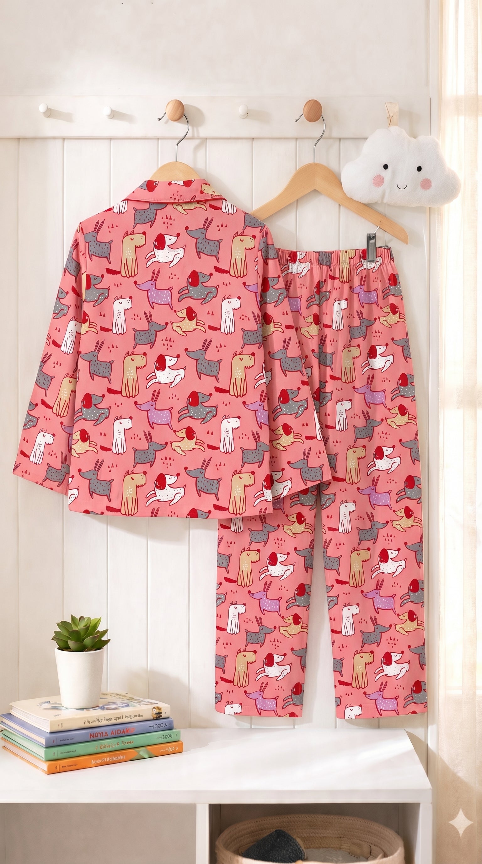 Cute Cotton Kids Night Suit – Playful Animal Print Pajama Set