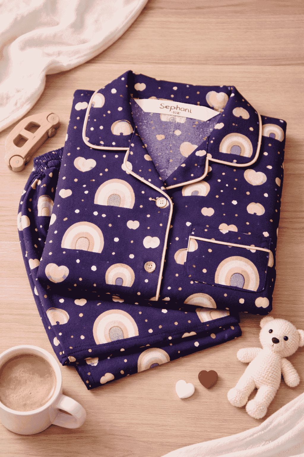 🌈💖🌈Cute Rainbow Print Cotton Kids Night Suit – Soft & Comfortable kids Sleepwear Set