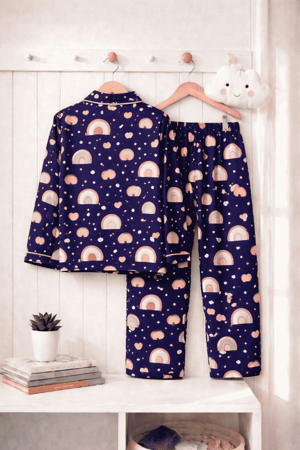 🌈💖🌈Cute Rainbow Print Cotton Kids Night Suit – Soft & Comfortable kids Sleepwear Set
