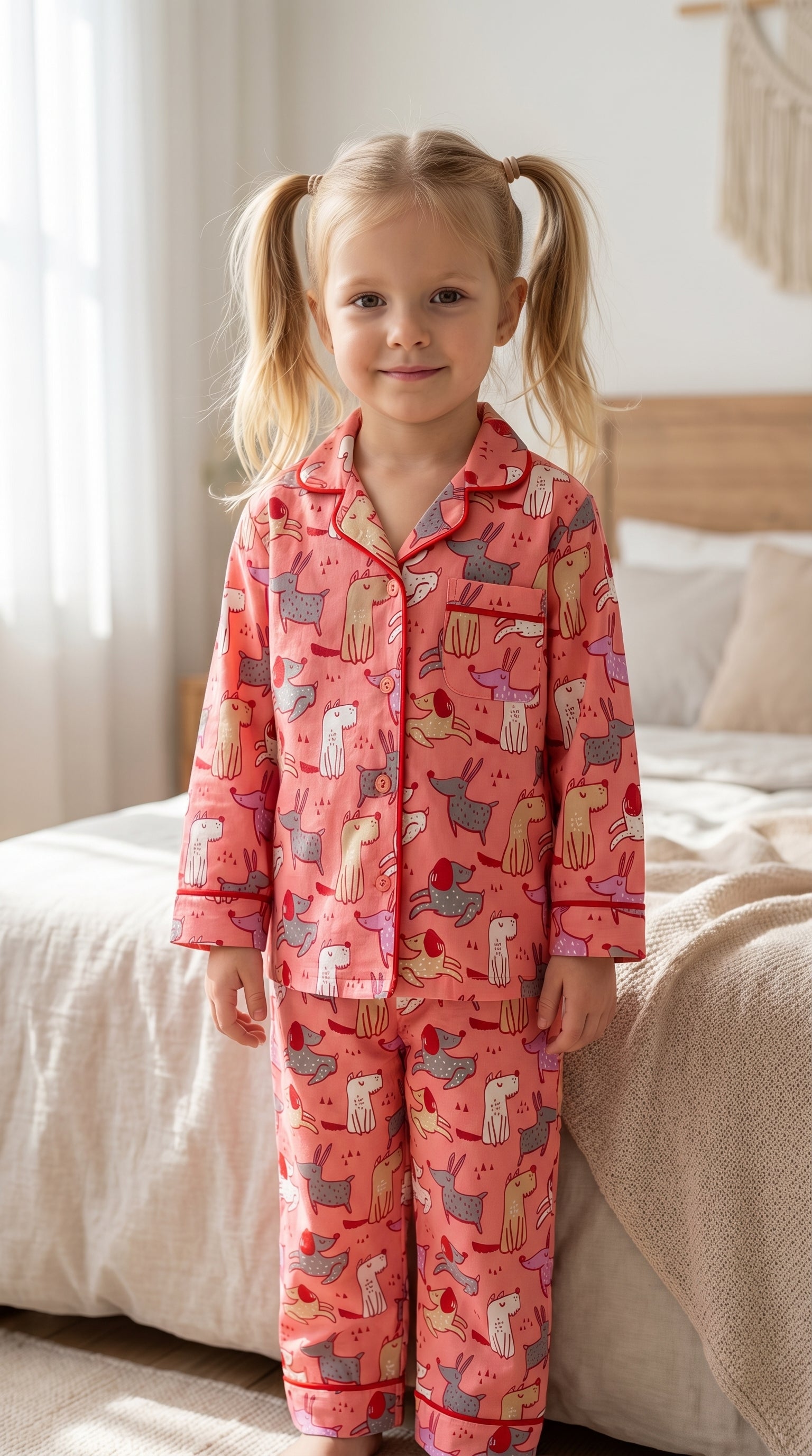 Cute Cotton Kids Night Suit – Playful Animal Print Pajama Set