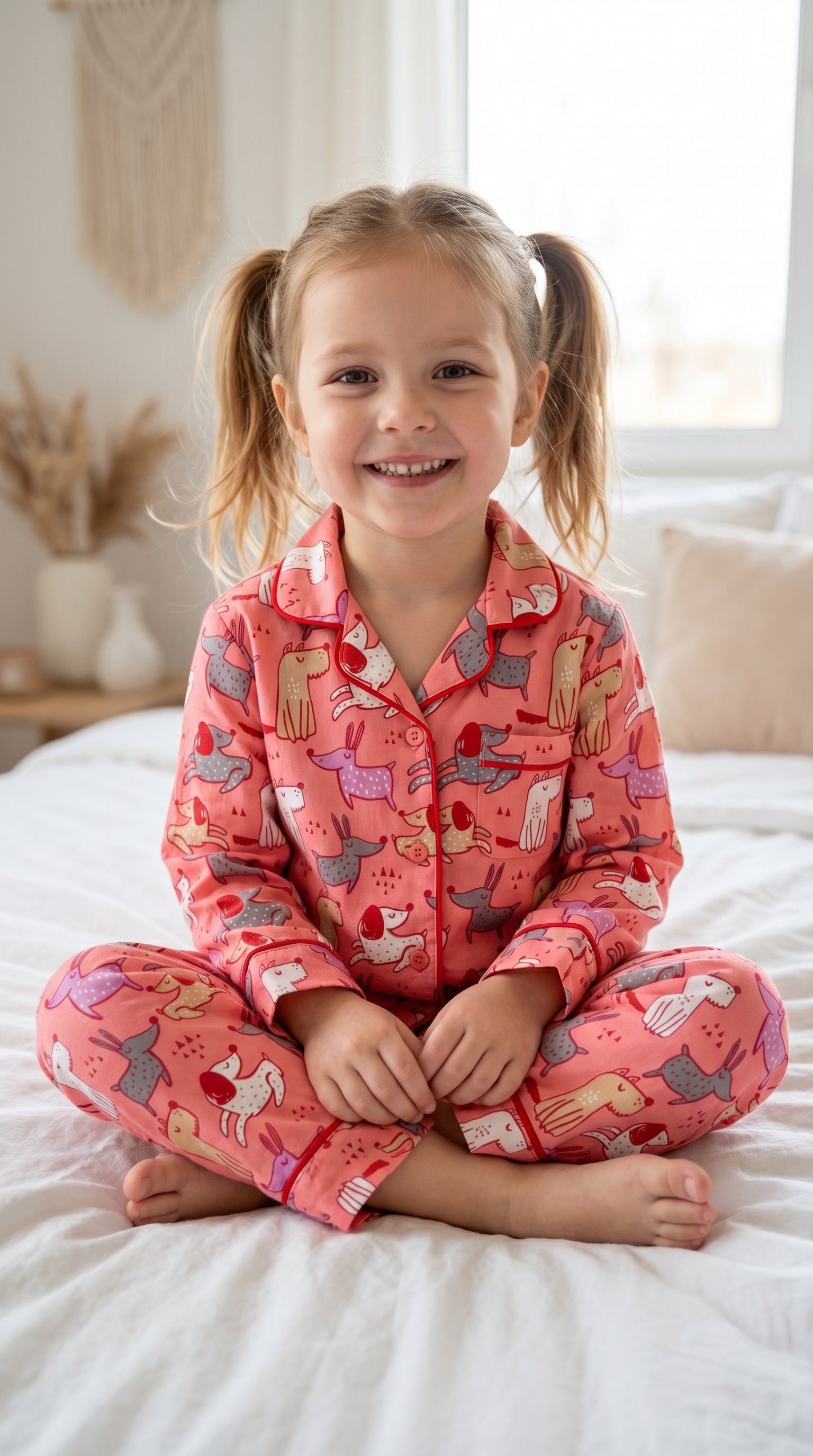 Cute Cotton Kids Night Suit – Playful Animal Print Pajama Set