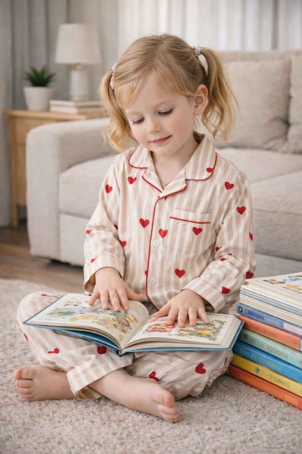 🧒 Kids Stripe & Heart Printed Cotton Night Suit Set – Cute & Comfortable Sleepwear