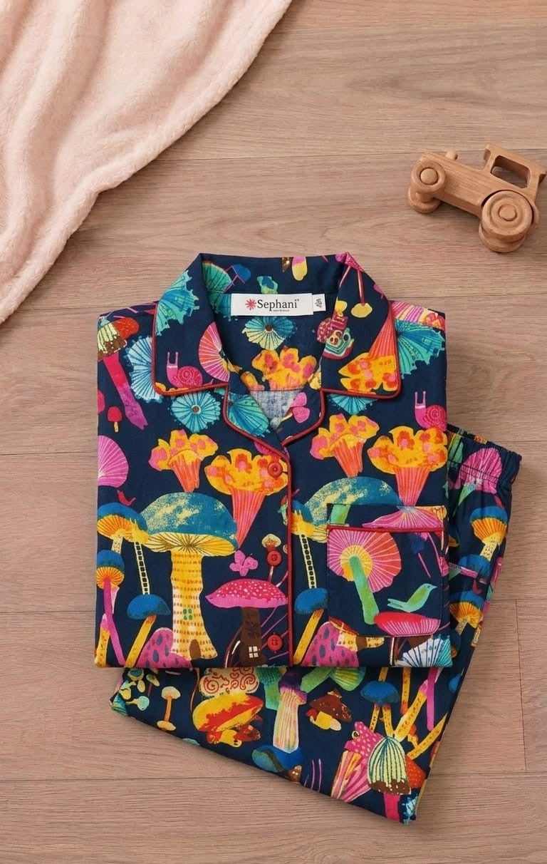 Sephani Kids Printed Night Suit Set | Full Sleeve Pajama Set | Colorful Printed Sleepwear