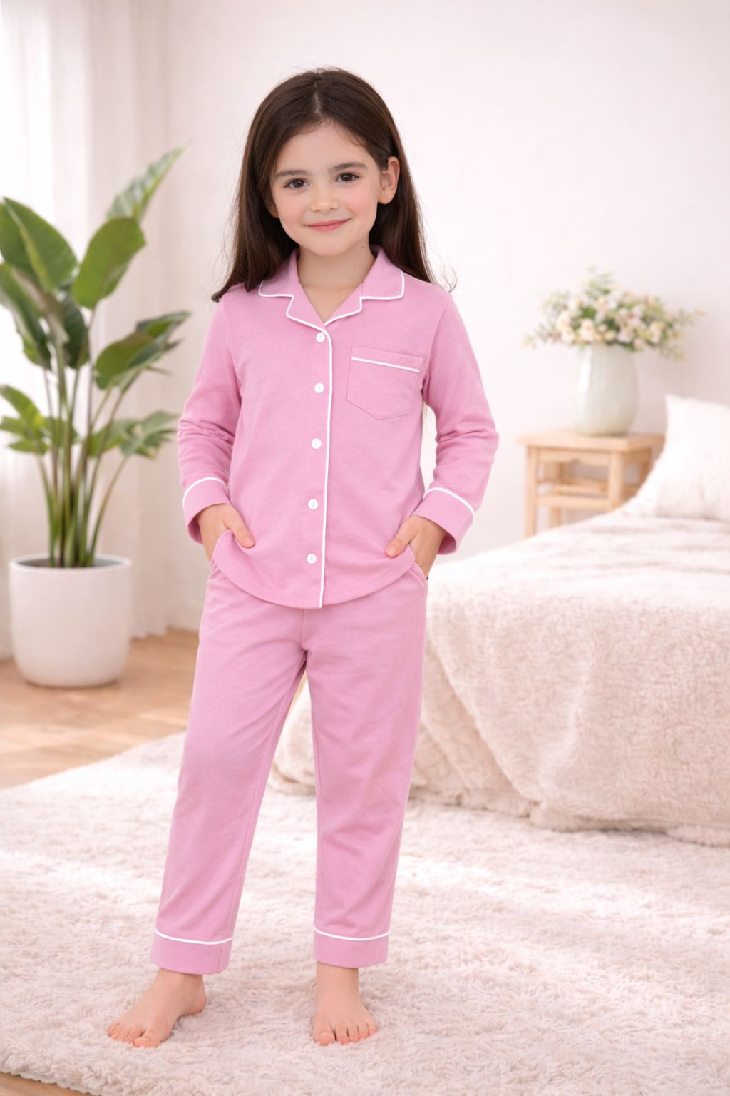 Customizable Cotton NightSuit Set for Girls Personalized Name Pajama Set