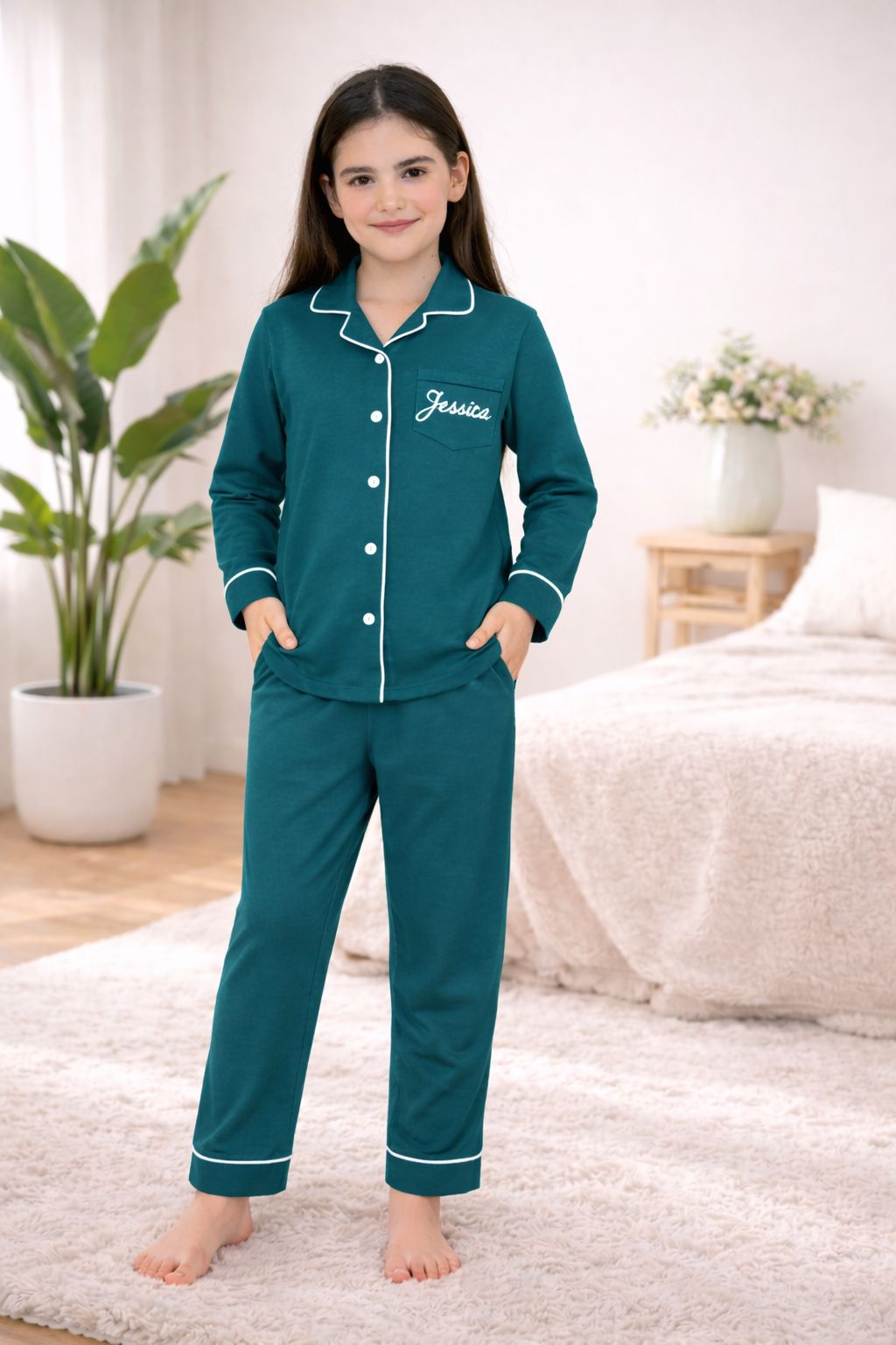 Customizable Cotton NightSuit Set for Girls Personalized Name Pajama Set