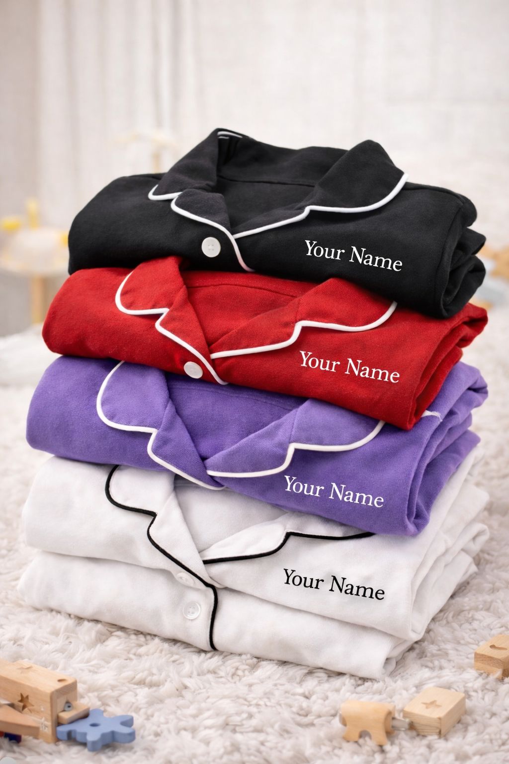 Customizable Cotton NightSuit Set for Girls Personalized Name Pajama Set