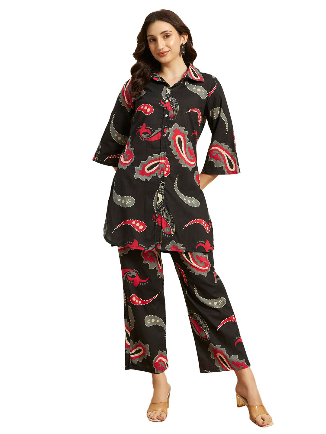 Women’s Black Paisley Printed Kurta & Pant Co-Ord Set